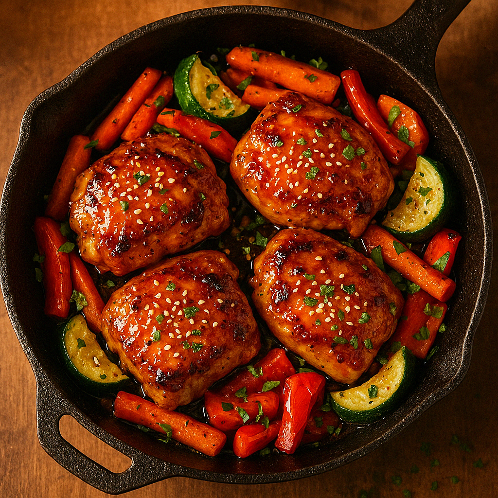 One-Pan Honey Garlic Chicken & Veggie Skillet (Weeknight Dinner Hero 🍗🥕🌿)