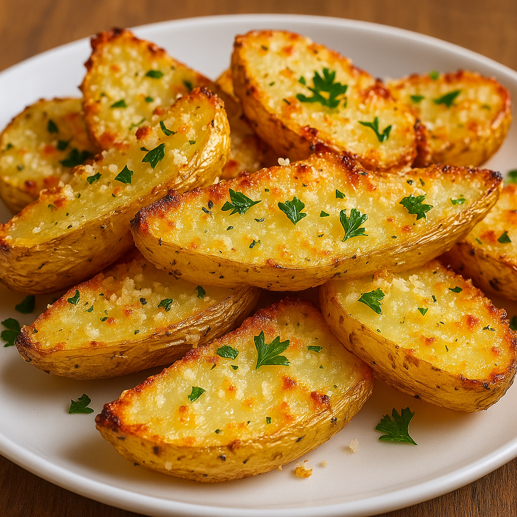 Crispy Garlic Parmesan Potato Wedges